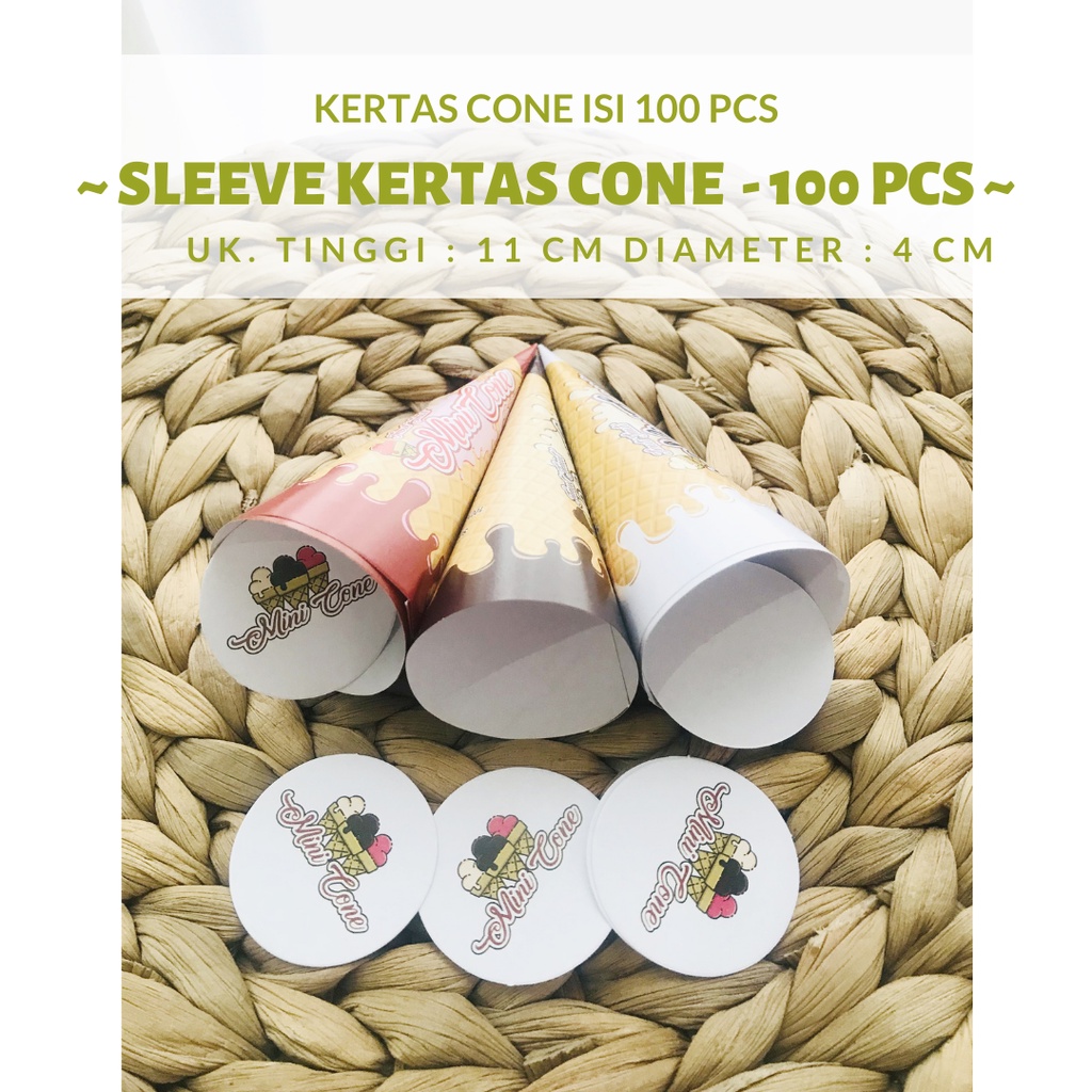 100 PCS Corong Kertas Krupuk Es Krim Cone Es Krim Paket Usaha Es Krim Kertas Corong Kemasan Eskim Co