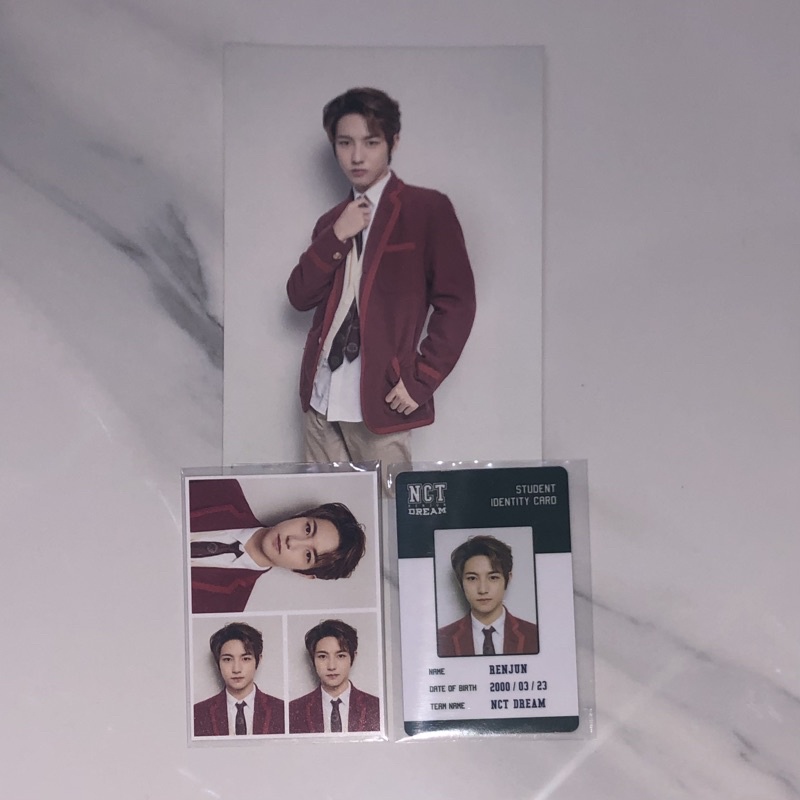 ( ready ) id card + id photo + pob ktown back to school b2s kit 2019 photocard pc renjun nct dream