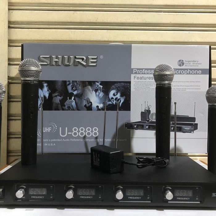 MIC WIRELESS 4 HANDHELL SHURE U-8888 MICROPHONE PROFESIONAL