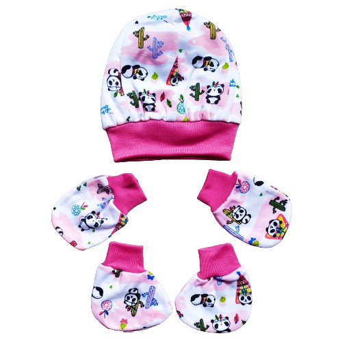 1 SET / 1 TOPI BAYI 1 PASANG SARUNG TANGAN BAYI DAN SARUNG KAKI / KAUS KAKI BAYI / TOPI BAYI MOTIF