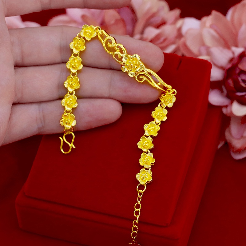 Bisa Cod Produk Baru Gelang Kadar Emas Asli 375 Gelang Wanita Hadiah Liburan Terbaik 916G1#