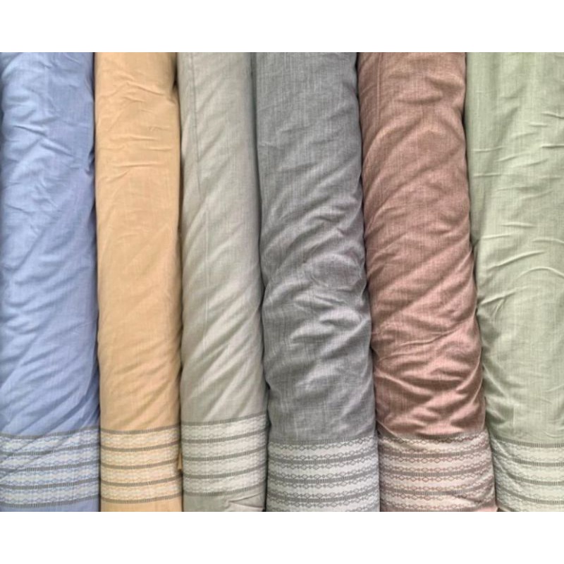 PROMO HARGA MURAH KATUN MADINAH SHIRTING PUTIH BORDIR  MOTIF TEPI SISI CORAK BAGUS KAIN BANDUNG