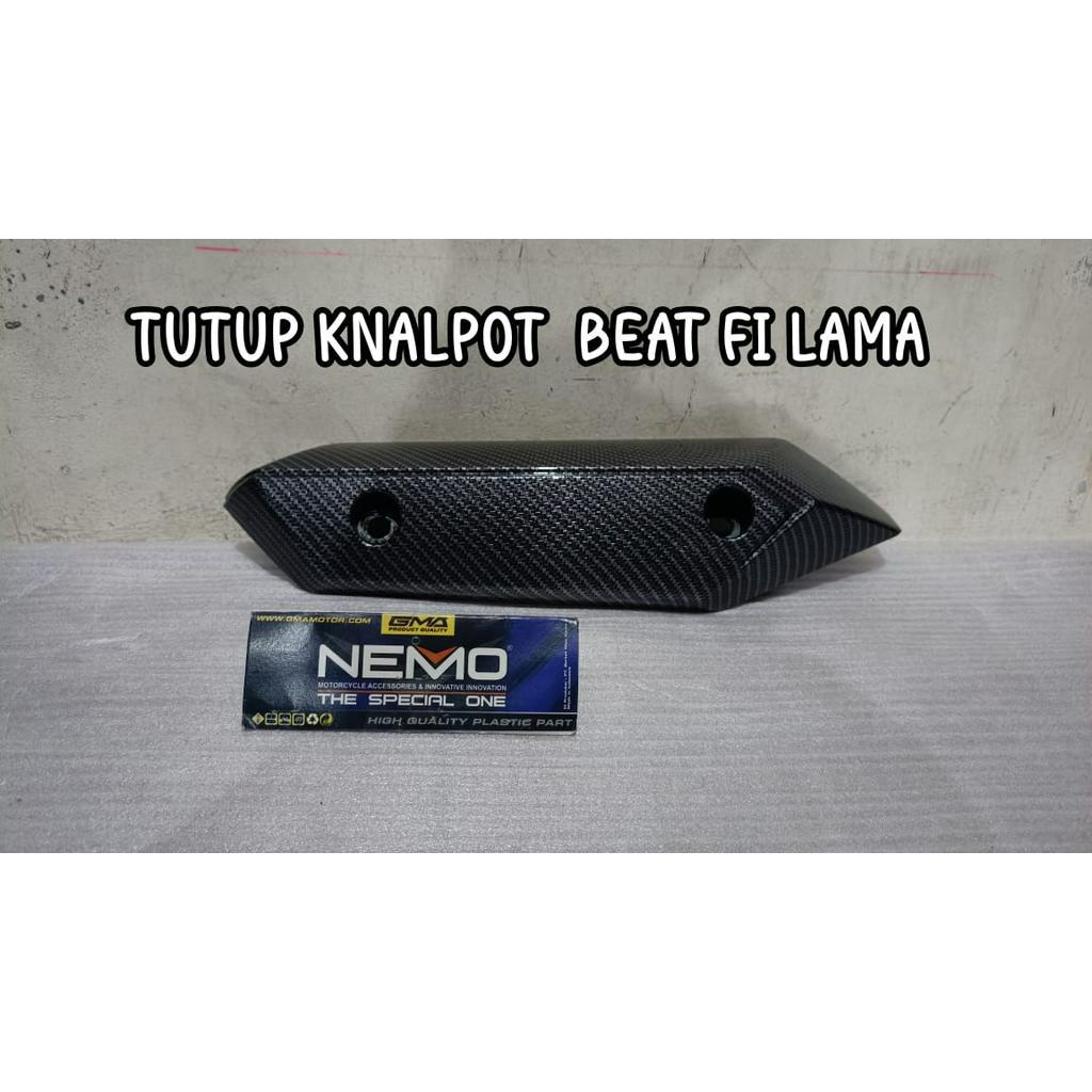 Cover tutup knalpot variasi Beat FI black carbon