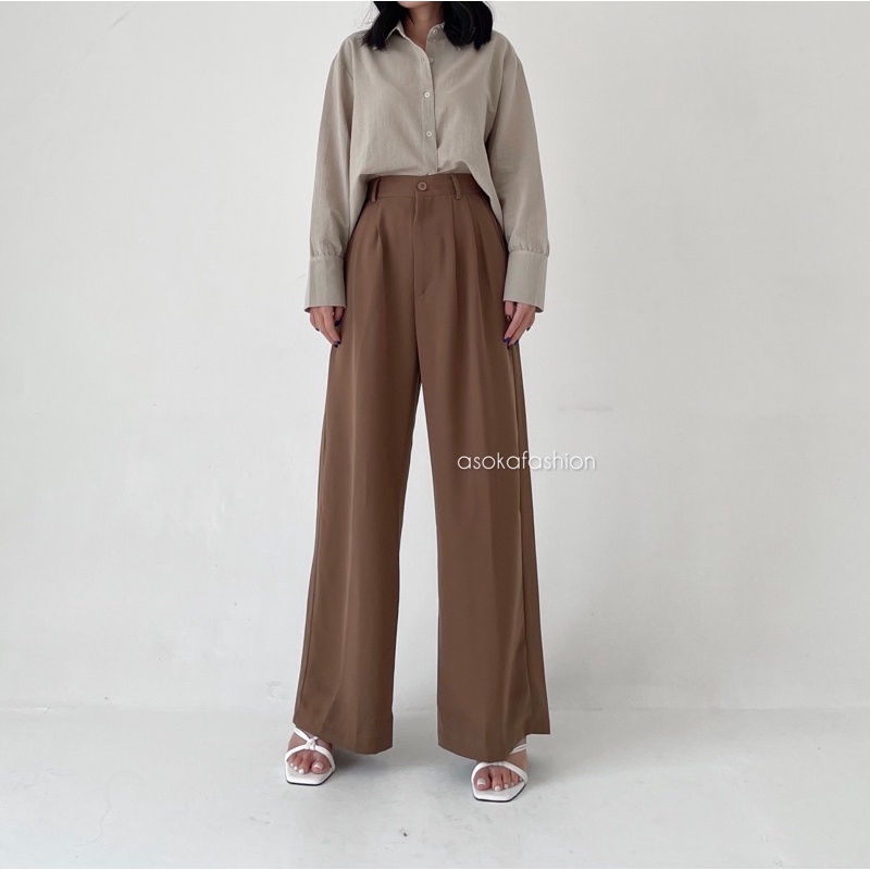 ASOKA Meira Pants 998 (PART 1) Loose Pants Kancing - Celana Kulot Wanita - Celana Kantor Formal/Casual - Trousers Wanita