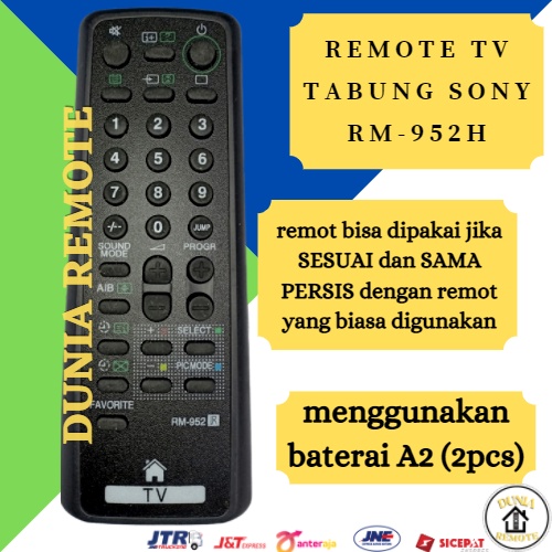Remot Remote TV SONY Vega Tabung 952 hitam tanpa setting