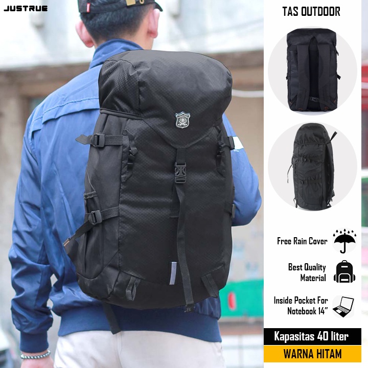 Tas Gunung Semi Carrier 40 Liter Tas Ransel Outdoor Pria 40L Hitam 184