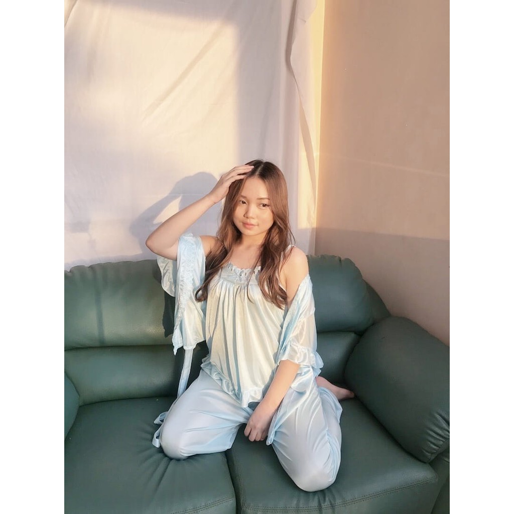 Kimono Tidur Hst Set Celana Panjang (Sky Blue)