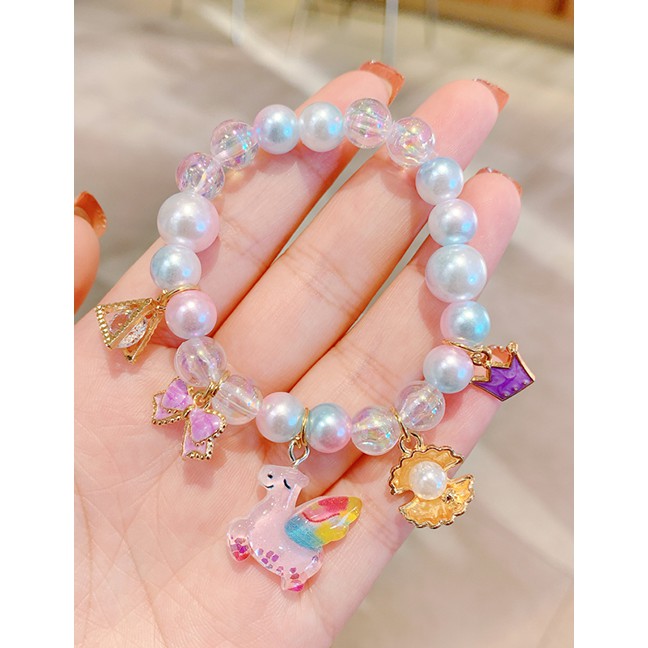 LRC Gelang Tangan Fashion Crystal Beaded Flower Animal And Fruit Childrens P2658X