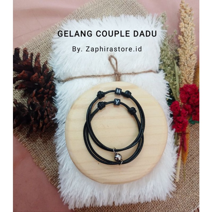 ZaphiraStore (DPT 2 GELANG) GELANG COUPLE MAGNET BULAT  INISIAL HURUF