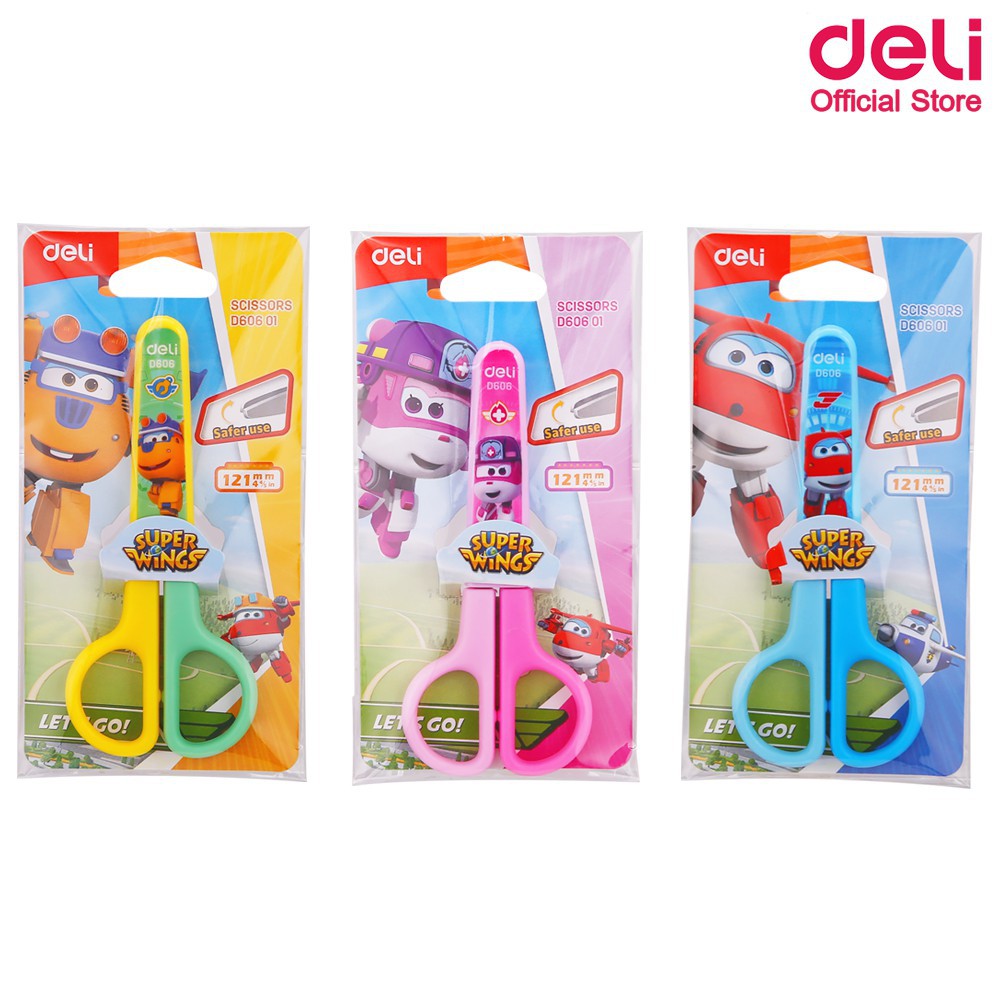 GUNTING KERTAS ANAK PLUS TUTUP LUCU DELI D60601 SCISSORS GUNTING LUCU