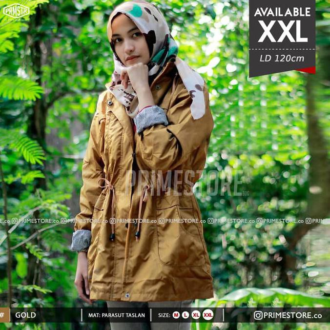 Jaket Parka Taslan Jumbo Wanita / Parka Taslan / Parka Jumbo - Hijau, Xl Deevagrosir.Olshop