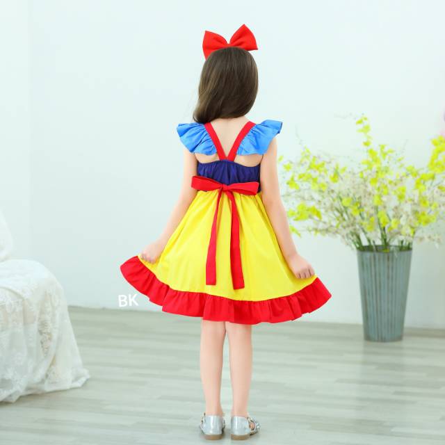 DRESS CASUAL PRINCESS SNOW WHITE / GAUN PESTA ULANG TAHUN ANAK / KOSTUM SNOW WHITE IMPORT