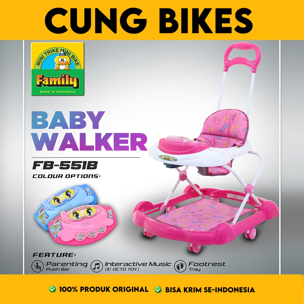 Baby walker Family 551B Mainan anak belajar jalan bayi dorongan musik tatakan kaki