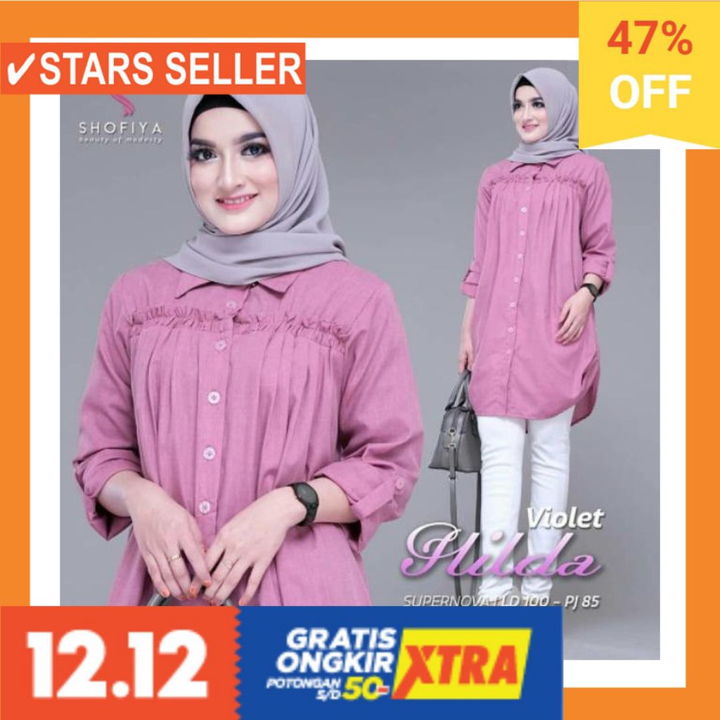BUSANA MUSLIM TERBAIK MURAH BARU KECIL BESAR JUMBO BIG / Hilda Tunik Tunikmurah Atasanwanita