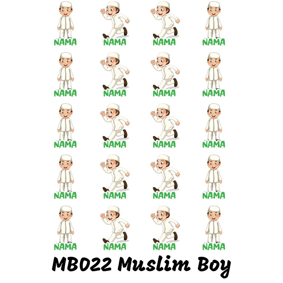 

Sticker Nama Cutting Label Waterproof Tahan Air Muslim Boy 22 (MB022)