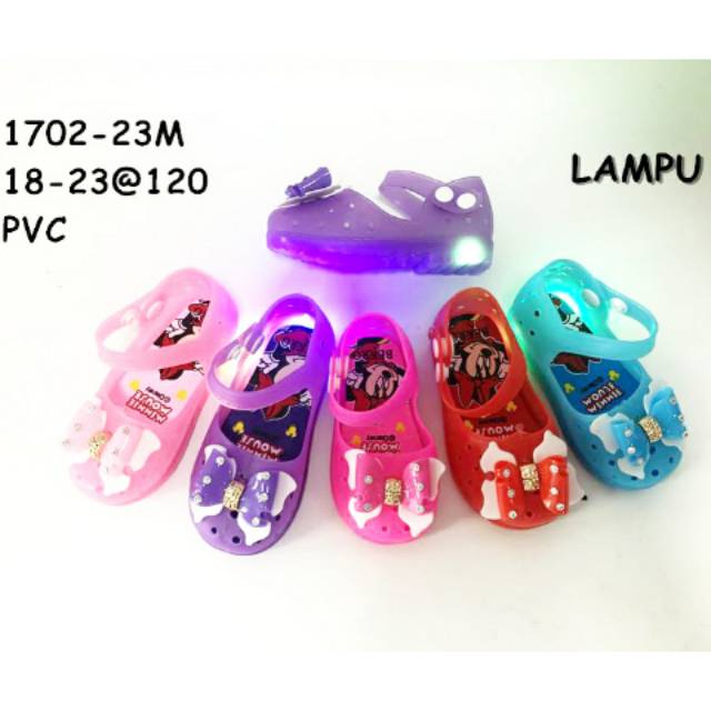 Sun-MML Sepatu Jelly LED baby 1702 Minnie Mouse