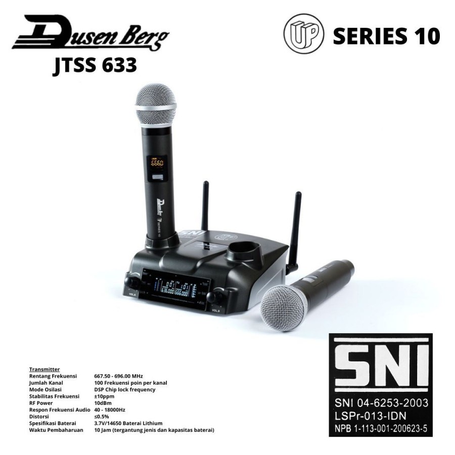 Mic Wireless Dusenberg JTSS 633 UP 10 Series UHF 2 Mic Handle Pegang Original