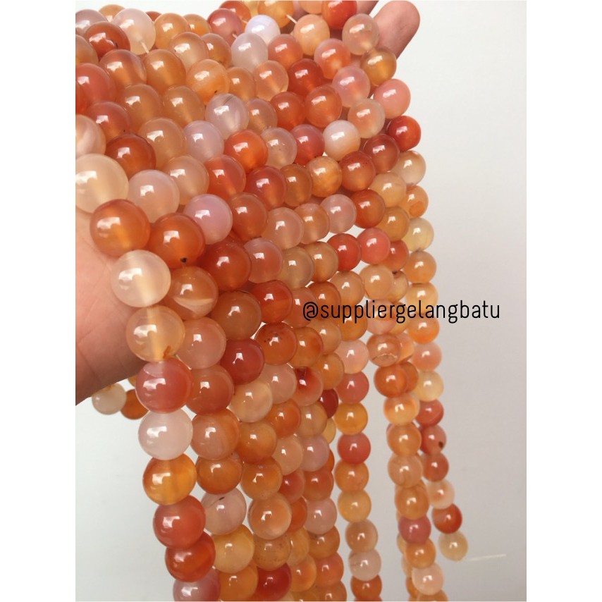 Carnelian Putih Orange Natural Stone Batu Perhiasan Fashion 12mm Akik Bacan Renteng Natural Akik