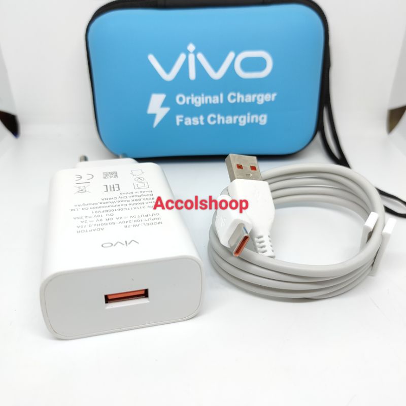 Charger Vivo Fast Charging Kabel Data Tipe C  Plus Dompet Charger