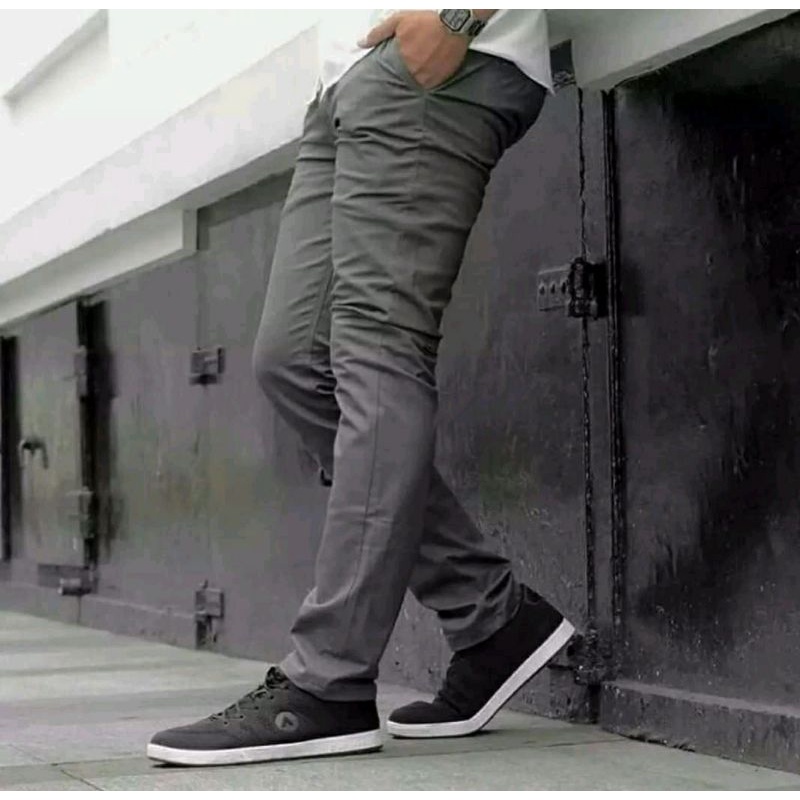 COD Celana panjang pria Chinos Slim fit Skyni terlaris