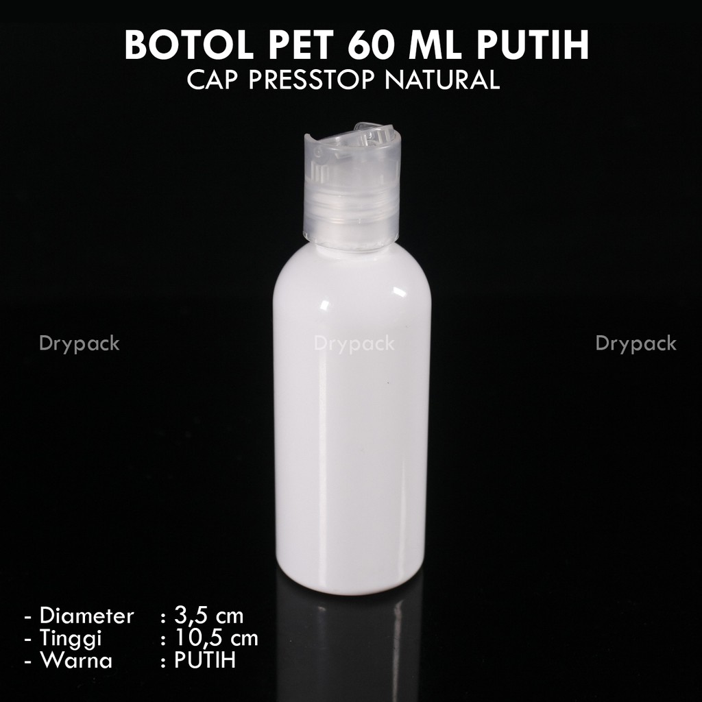 Botol PET 60 ML Putih Presstop