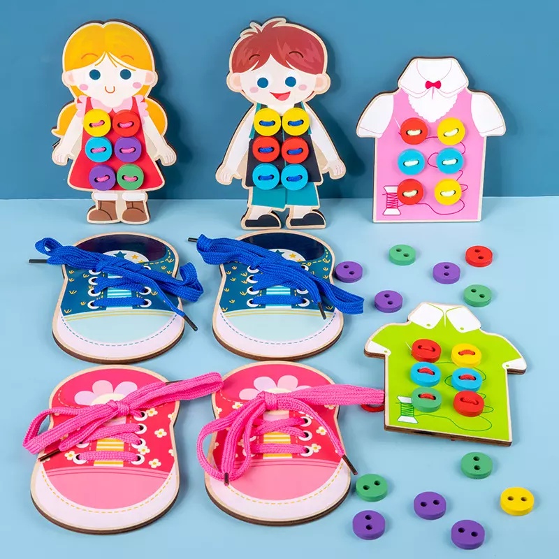 Mainan Menjahit Kancing Baju | Threading Toy | Lacing Sewing | Montessori | Mainan Edukatif Edukasi Anak Motorik Halus | Hand-eye Coordination / Koordinasi Mata dan Tangan