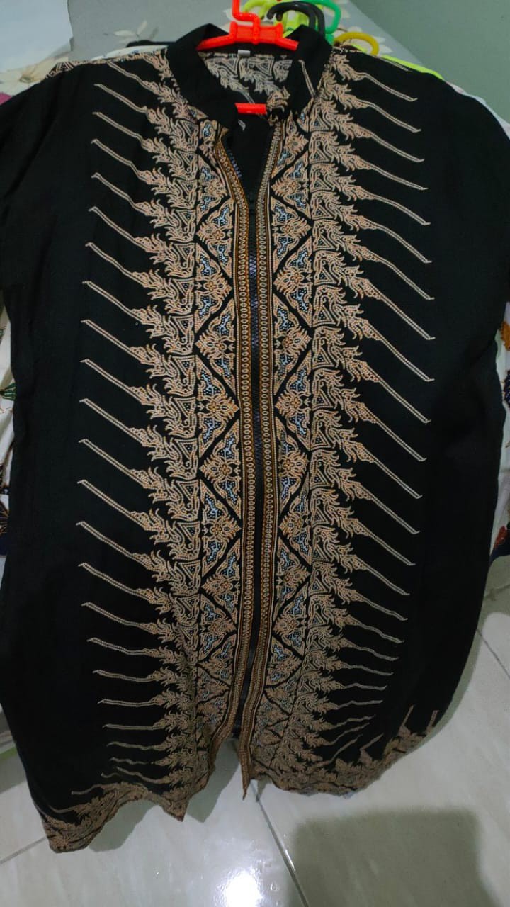 Couple Batik Kemeja Tunik Ziper Depan Motif Jokowi Serit
