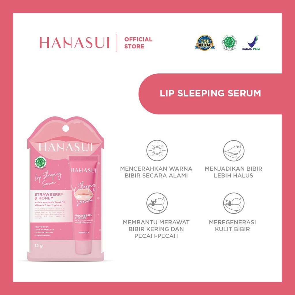 HANASUI Lip Sleeping Serum Strawberry &amp; Honey 12gr - Lip Serum Hanasui Halal Original BPOM