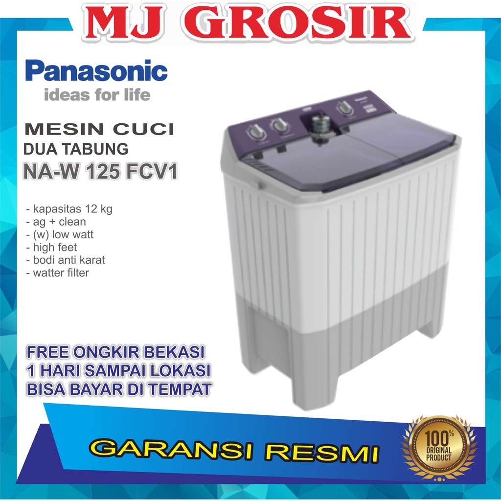 MESIN CUCI PANASONIC NAW 125 FCV1 12KG 2 TABUNG NAW 125 FCV1 LOW WATT