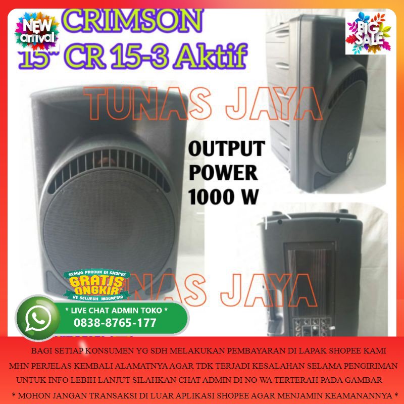 Speaker Aktif 15Inch Crimson Cr15-3 Speaker Aktif Crimson Cr 15-3 Speaker Cr 153 Speaker 1000W