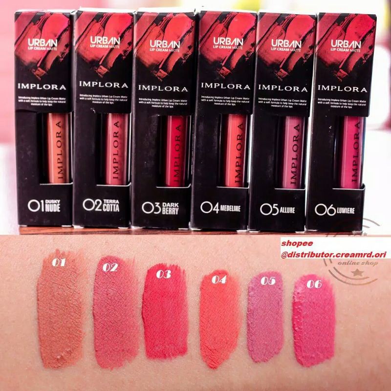 Implora (✅BPOM) Urban lip Cream Matte (Licream) Shade no 1 2 3 4 5 56 (2.75g)