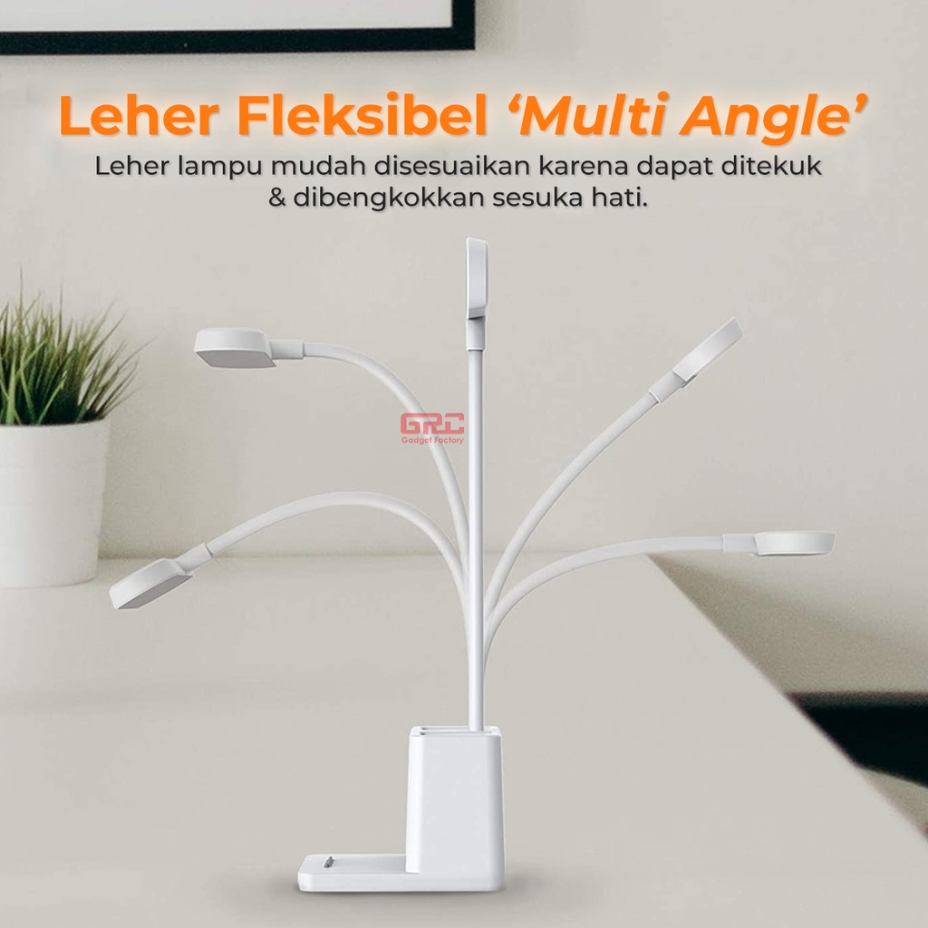 Lampu Meja Belajar LED Portable Lampu Baca Flexible Tempat Pensil