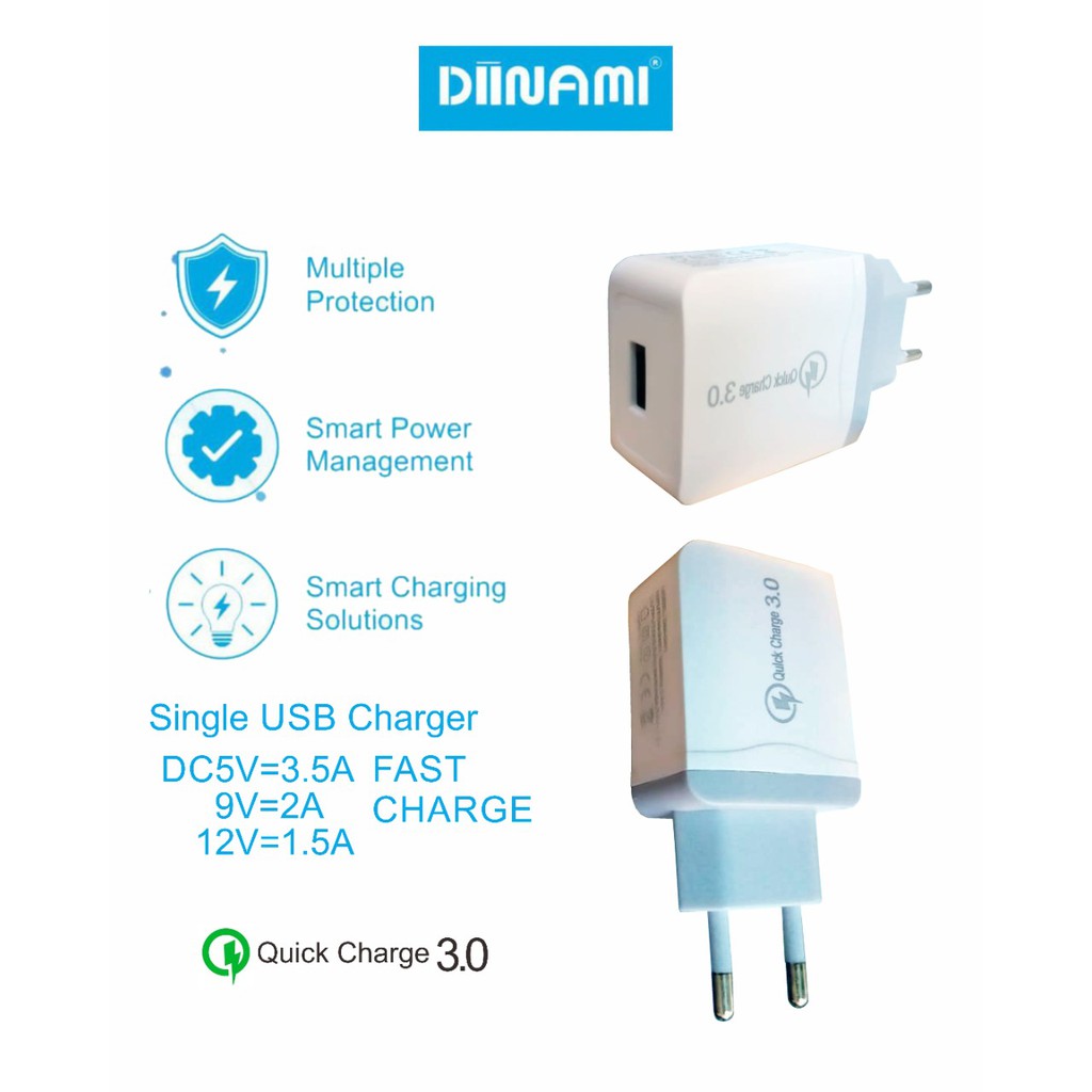 KEPALA CHARGER DIINAMI DM-Q60 QUICK CHARGER 3.0 3.5A