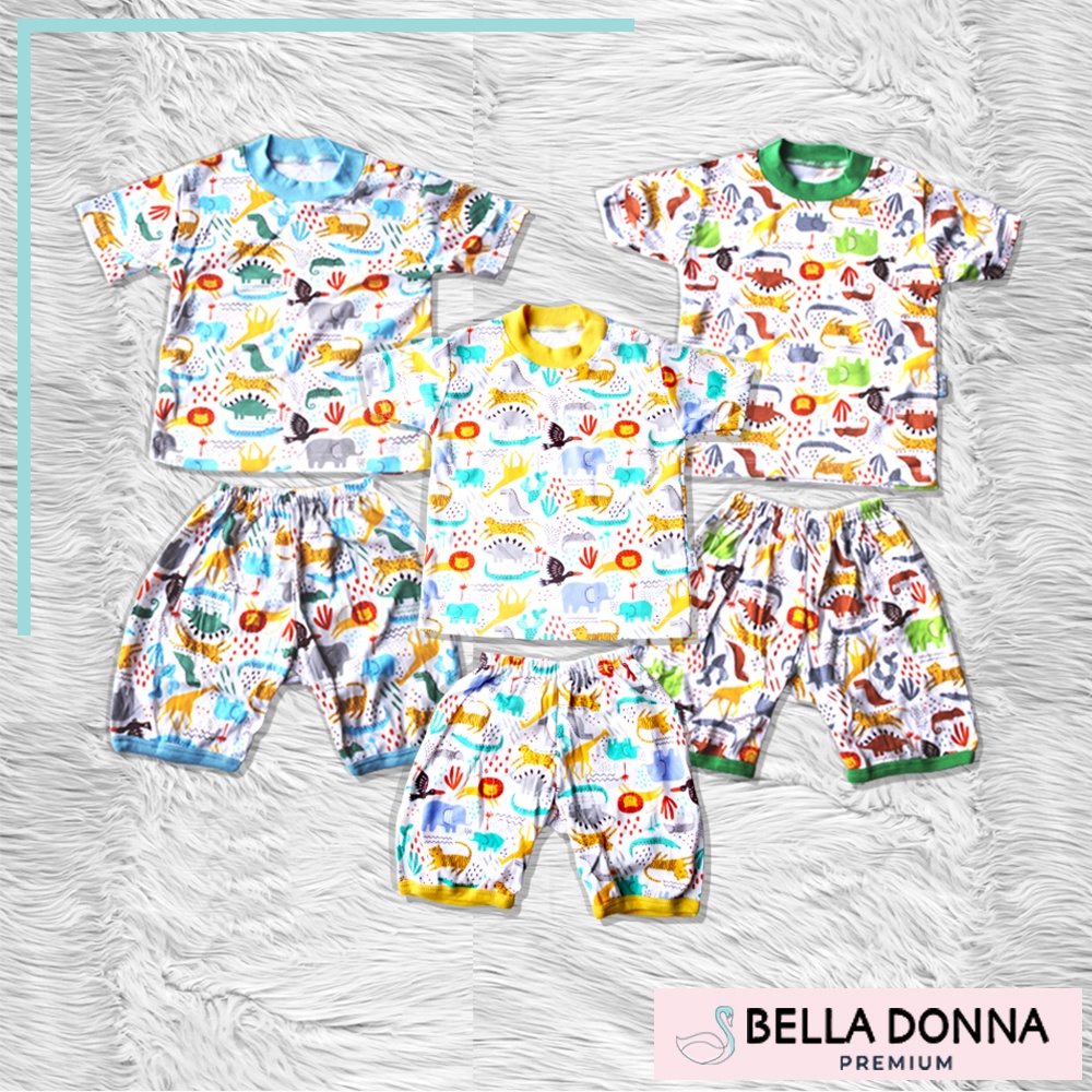 BELLADONNA - Baju baby set pendek lucu motif hewan