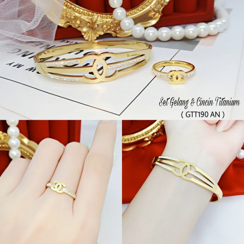 Gelang Titanium Set Cincin Dewasa GTT190 AN