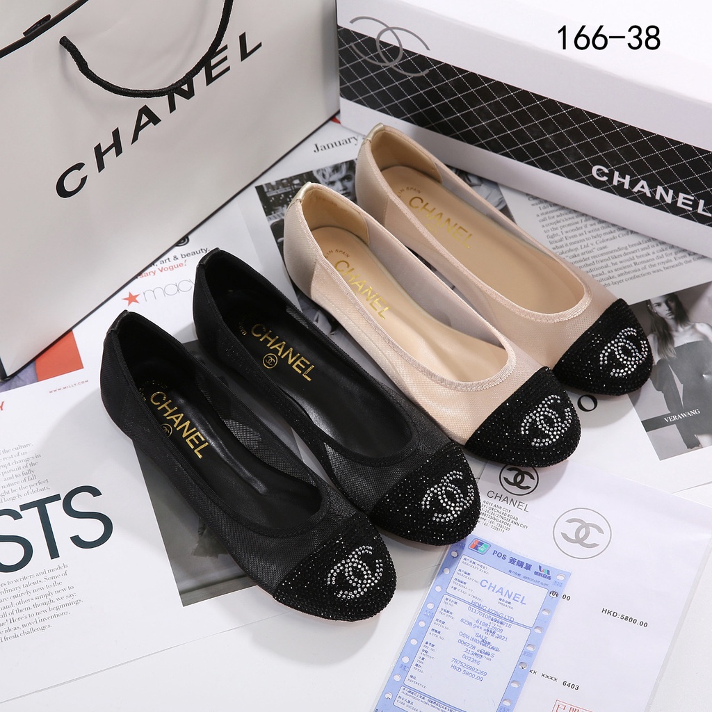 Ch CC Logo Cap Toe Ballet Flats #166-38