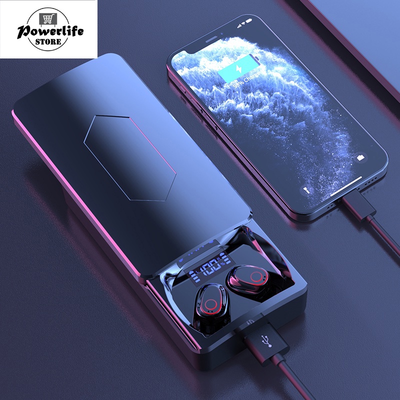 (COD) PL TWS Y8 Bluetooth Headset Wireless Earphones Touch Control Headphone With Mic 10000mah Power