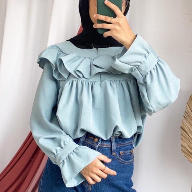 Ajwa blouse pusatgrosir_solo/ atasan rampel MOSSCREPE premium termurah hits selebgram-2