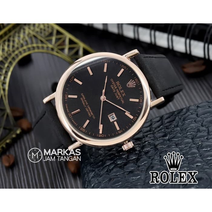 Jam Tangan Rolex Oyster Perpetual Date Just Leather Watch | MRKS