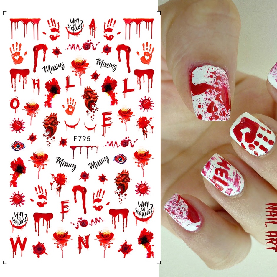 Stiker Kuku Motif Jaring Laba-Laba / Tengkorak Halloween Untuk Dekorasi Nail Art DIY
