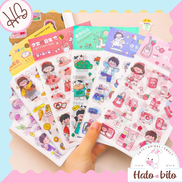 

1 set isi 4 lembar sticker lucu hias dekorasi planner diary journal cute HB1160
