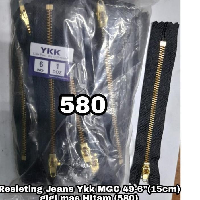 Resleting Jeans Ykk 6"(15cm) MGC49 gigi mas =rp.40.600/12pcs
