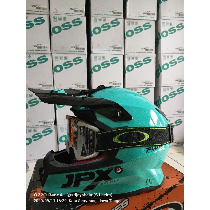 HELM JPX CROSS ANAK BLUE TOSKA PLUS KACA GOGLE/HELM TRAIL ANAK