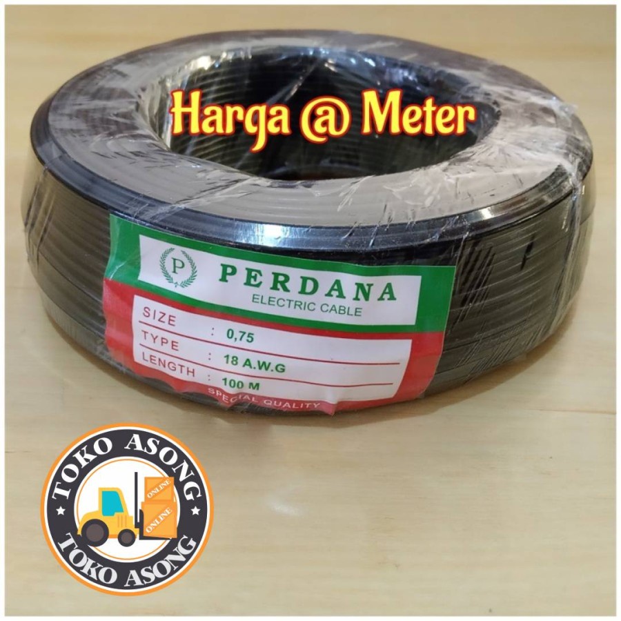 kabel cable 0.75 perdana awg 18 hitam awg 18 perdana hitam