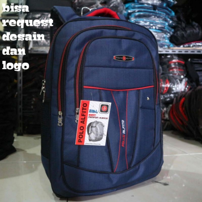 Tas Ransel Polo Bisa Custom Bahan Denim dan Kanvastas ransel wanita pria sekolah laptop perempuan an