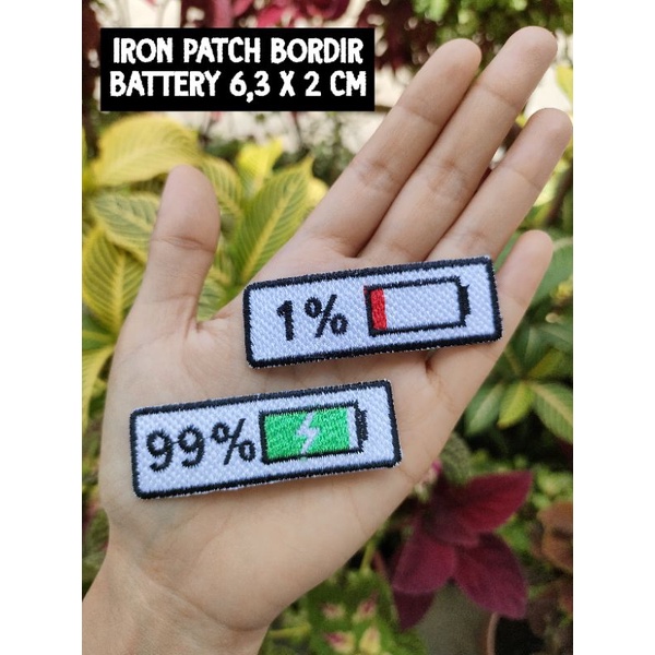( TINGGAL SETRIKA ) Iron Patch Bordir Premium Batrai Patch Iron Battery Keren Emblem Bordiran Lucu T