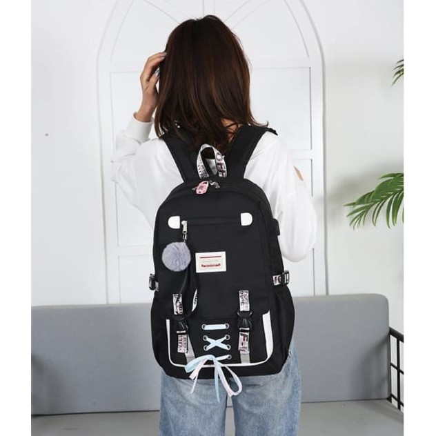 Should Bag - Tas Ransel Sekolah Anak Wanita Dan Pria Terbaru 2021 Kekinian Motif Carakter Pita Silang Homme Feme Korean Style Murah