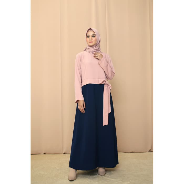 Nafashakila Nabila Gamis, Abaya Navy Pink Diskon