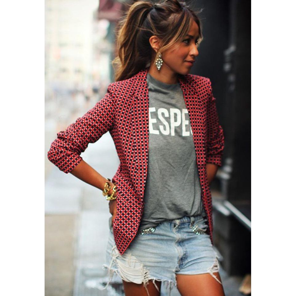 BARANG MURAH 708021 BAJU BLAZER FORMAL RESMI WANITA KARIR KERJA NGANTOR KOTAK PLAID KEKINIAN