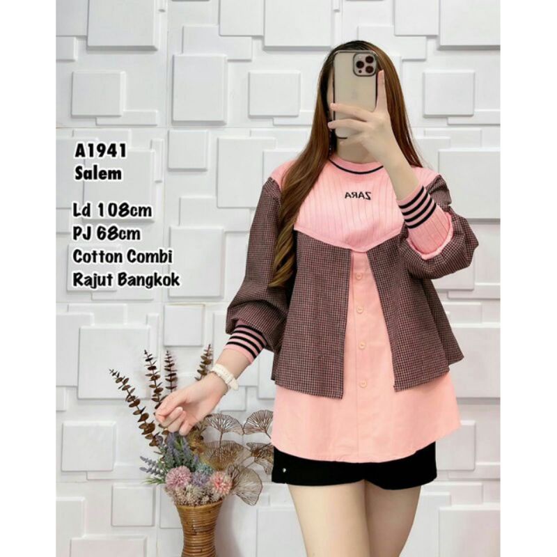 blouse rajut mic katun kotak import// LD 110 cm